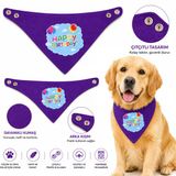 Happy Birthday Köpek Ve Kedi Fuları Çıtçıtlı Doğum Günü Bandanası - Mor