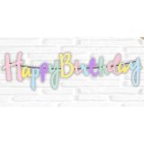 Happy Bırthday Makaron Renk Kaligrafi Banner