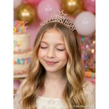 Happy Birthday Metal Taşlı Taç Rose Gold Renk Doğum Günü Parti Saç Aksesuarı