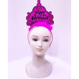 Happy Birthday Neon Fuşya Renk Doğum Günü Tacı 24x15 cm (5264)