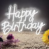 Happy Birthday Neon Işıklı Gece Lambası, Duvar Partisi Için, Dekor, Sanat, Duvar Lambası, Kı - Çok Renkli - Siyah - Plastik