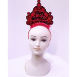 Happy Birthday Neon Kırmızı Doğum Günü Tacı - Parlak ve Gösterişli
