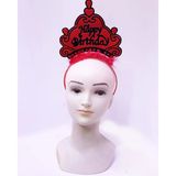 Happy Birthday Neon Kırmızı Renk Doğum Günü Tacı 24X15 Cm (5047)