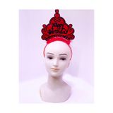 Happy Birthday Neon Kırmızı Renk Doğum Günü Tacı 24x15 cm (5440)