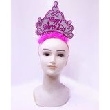 Happy Birthday Neon Pembe Renk Doğum Günü Tacı 24X15 Cm (5047)