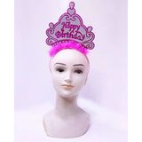 Happy Birthday Neon Pembe Renk Doğum Günü Tacı 24X15 cm (5067)