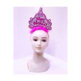 Happy Birthday Neon Pembe Renk Doğum Günü Tacı 24x15 cm (5440)
