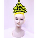 Happy Birthday Neon Sarı Renk Doğum Günü Tacı 24x15 cm (5250)