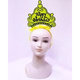 Happy Birthday Neon Sarı Renk Doğum Günü Tacı 24x15 cm (5264)