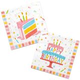 Happy Birthday Parti Malzemeleri Seti - Pasta Tasarımlı, Mutlu Doğum Günü Pastası Peçeteleri, Yetişkinler ve Çocuklar İçin Uygun Doğum Günü Süslemeleri (6,5 x 6,5 cm, 3 Katlı Tek Kullanımlık, 50'li