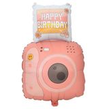 Happy Birthday Pembe Fotoğraf Makinesi Şekilli Folyo Balon