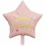 Happy Birthday Pembe Renk Yıldız Folyo Balon