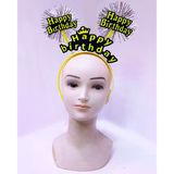 Happy Birthday Püsküllü Neon Sarı Renk Doğum Günü Tacı 22X19 Cm (5224)