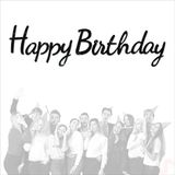 Happy Birthday Simli Folyo Karton Banner, 2 mt - Siyah