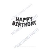 Happy Bırthday Siyah Renk Folyo Balon Seti