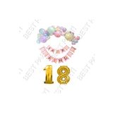Happy Bırthday Yazılı Banner Makaron Balon Seti 18 Yaş Gold Set Doğum Günü