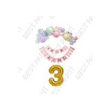 Happy Bırthday Yazılı Banner Makaron Balon Seti 3 Yaş Gold Set Doğum Günü