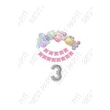 Happy Bırthday Yazılı Banner Makaron Balon Seti 3 Yaş Gümüş Set Doğum Günü