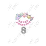 Happy Bırthday Yazılı Banner Makaron Balon Seti 8 Yaş Gümüş Set Doğum Günü