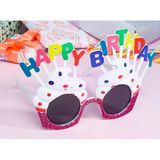 Happy Birthday Yazılı Beyaz Fuşya Renk Parti Gözlüğü 12X7 Cm Mirsm0010k-Smr-D010-Beyaz