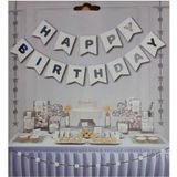 Happy Birthday Yazılı Doğum Günü Süsü Beyaz-gümüş Flama Happy Birthday Yazılı Flama