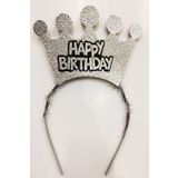 Happy Birthday Yazılı Gümüş Renk Doğum Günü Tacı