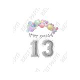 Happy Bırthday Yazılı Kaligrafi Banner Makaron Balon Seti 13 Yaş Gümüş Set Doğum Günü