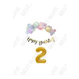 Happy Bırthday Yazılı Kaligrafi Banner Makaron Balon Seti 2 Yaş Gold Set Doğum Günü