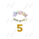 Happy Bırthday Yazılı Kaligrafi Banner Makaron Balon Seti 5 Yaş Gold Set Doğum Günü