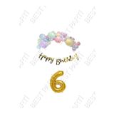 Happy Bırthday Yazılı Kaligrafi Banner Makaron Balon Seti 6 Yaş Gold Set Doğum Günü