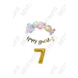 Happy Bırthday Yazılı Kaligrafi Banner Makaron Balon Seti 7 Yaş Gold Set Doğum Günü
