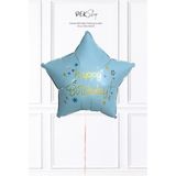 Happy Birthday Yazılı Mavi Yıldız Balon Retro Yıldız Folyo Balon 45CM - 1 Adet