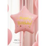 Happy Birthday Yazılı PEMBE Yıldız Balon Retro Yıldız Folyo Balon 45cm