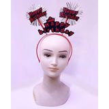 Happy Birthday Yazılı Püsküllü Neon Kırmızı Renk Doğum Günü Tacı 22x19 cm (5264)