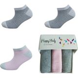 Happy Body Penye Sinli Kadın 3'lü Patik Yıkamalı Kumaş Sıkmayan Lastik Dikişsiz Özel Kutulu - 39 - 40 - Karışık-Çok Renkli