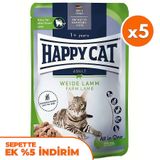 Happy Cat Meat in Sauce Sterilised Kuzu Etli Kısırlaştırılmış Kedi Yaş Maması 85 Gr x 5 Adet