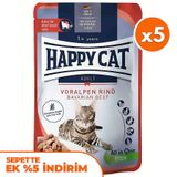 Happy Cat Meat in Sauce Sterilised Sığır Etli Kısırlaştırılmış Kedi Yaş Maması 85 Gr x 5 Adet