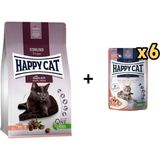 Happy Cat Sterilised Atlantik Lachs Kısırlaştırılmış Somonlu Kedi Maması 10 kg + 6 Adet Happy Cat Somonlu Tahılsız Yetişkin Kedi Konservesi 85 gr