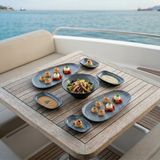 Happy Chef Blue Nebula 7 Parça Yemek Takımı, Çanta Hediyeli, Thermoset Melamin