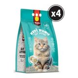 Happy Clean Marsilya Sabunu Kokulu Kedi Kumu 5 Lt x 4 Süper Topaklanan ve Ultra Emici
