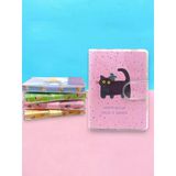 Happy & Fun Kedi A7 Not Defteri , Çıt Çıtlı Cep Defteri - Pembe