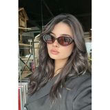 happy line Kahverengi oval toffe frame güneş gözlüğü - ÖZEL DERİ KILIF SİLME BEZİ HEDİYELİ