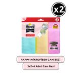 Happy Mikrofiber Premium Sihirli Cam bezi 3 Adet x 2 Adet