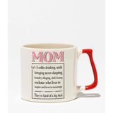 Happy Mother's Day No:2 Baskılı Anneler Günü Hediyelik Kırmızı Kulplu Modern Seramik Kupa