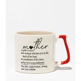 Happy Mother's Day No:3 Baskılı Anneler Günü Hediyelik Kırmızı Kulplu Modern Seramik Kupa