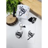 Happy Mountains Cat Lover Yazılı Kedi ve Pati Desenli T Latte Fincanı Kitap Ayracı Anahtarlık Hediye Seti - Renkli - 200 ml