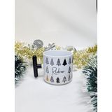 Happy Mountains Isme Özel Kişiye Özel Çam Ağacı Yılbaşı Temalı Happy New Year Design T Kupa Bardak Latte Fincanı - Renkli
