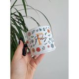 Happy Mountains Isme Özel Kişiye Özel Porselen Rengarenk Çiçek ve Yaprak Desenli T Kupa Bardak Latte Fincanı - 180 ml - Renkli