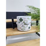 Happy Mountains Isme Özel Kişiye Özel Yonca Yaprak Çiçek Desenli Porselen T Kupa Bardak Latte Fincanı - 1 Adet - 200 ml