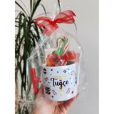 Happy Mountains Kişiye Özel Isme Özel 4’lü Yılbaşı Seti T Latte Kupa Bardak Kitap Ayracı Sıcak Çikolata Baston Şeker - 180 ml - Beyaz